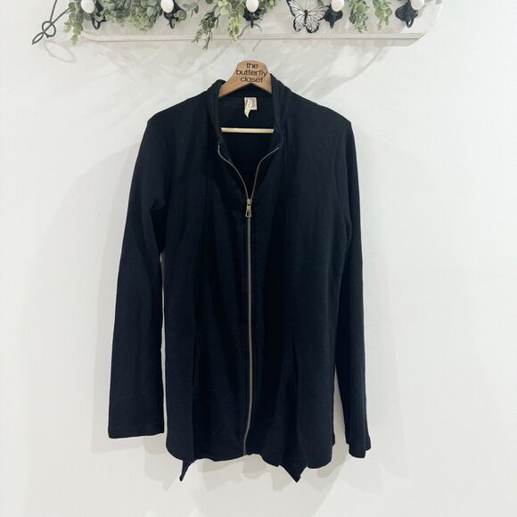 XCVI Black Full Zip Knit Cardigan Sweater XL - Picture 1 of 4